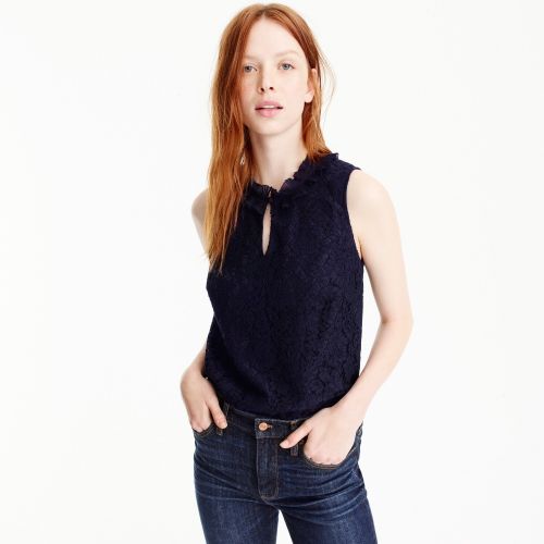 제이크루 Jcrew Lace ruffle-neck top