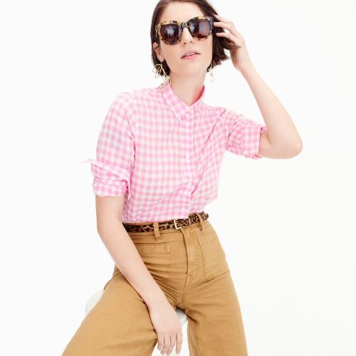 제이크루 Jcrew Relaxed boy shirt in crinkle gingham