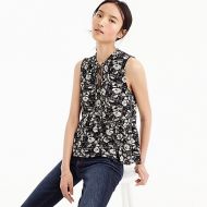 Jcrew Ruffle-trimmed tie-front top in floral