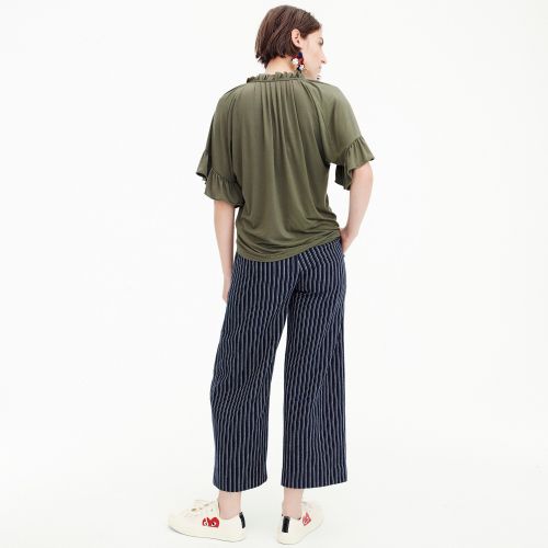 제이크루 Jcrew Ruffle-trimmed tie-neck T-shirt