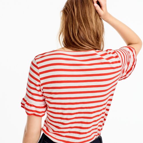 제이크루 Jcrew Ruffle-sleeve T-shirt in stripe