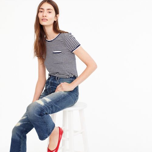 제이크루 Jcrew Contrast slub cotton ringer T-shirt in stripes