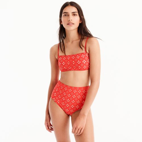 제이크루 Jcrew Straight bandeau bikini top in laser-cut eyelet