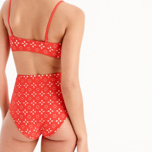 제이크루 Jcrew High-waisted bikini bottom in laser-cut eyelet