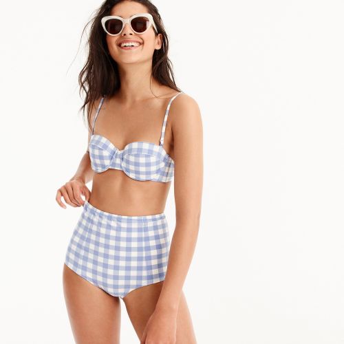 제이크루 Jcrew High-waisted bikini bottom in oversized matte gingham