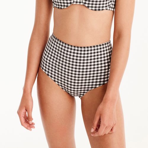 제이크루 Jcrew High-waisted bikini bottom in matte gingham