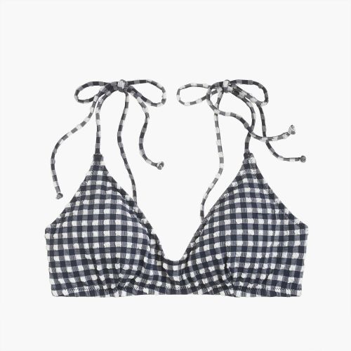 제이크루 Jcrew Shoulder-tie french bikini top in classic gingham