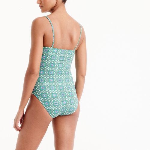 제이크루 Jcrew Underwire one-piece swimsuit in emerald foulard print