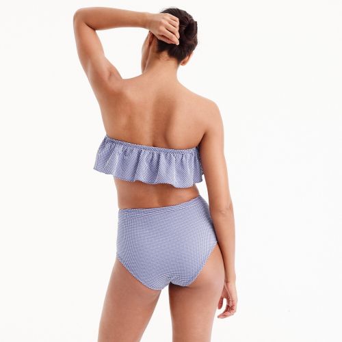 제이크루 Jcrew Ruffle bandeau bikini top in tiny gingham