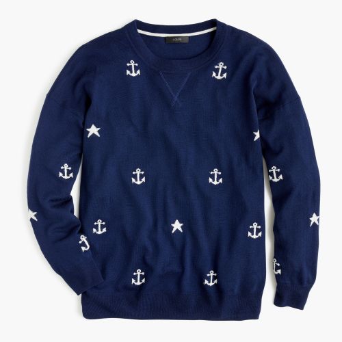 제이크루 Jcrew Merino wool crewneck sweater in anchors and stars