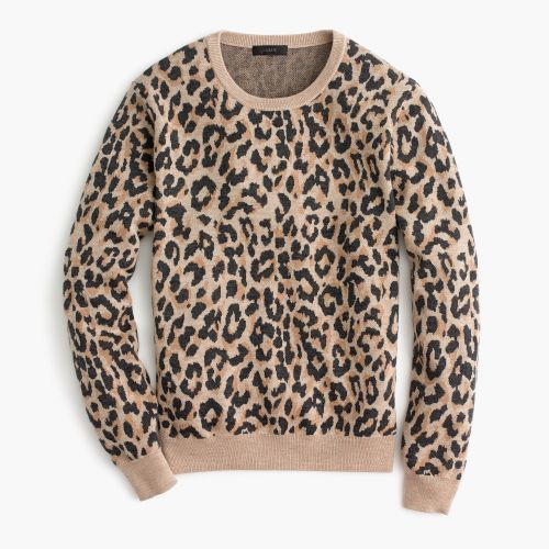 제이크루 Jcrew Merino crewneck sweatshirt in leopard