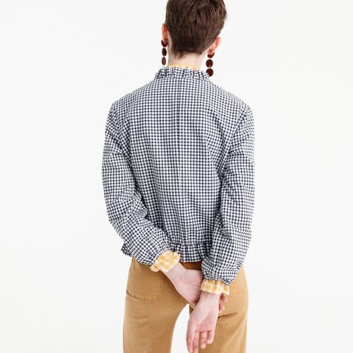 제이크루 Jcrew Ruffle-neck bomber jacket in gingham