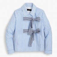 Jcrew Bow-front cropped jacket in mixed stripe