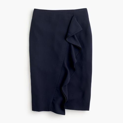 제이크루 Jcrew Ruffle pencil skirt in 365 crepe