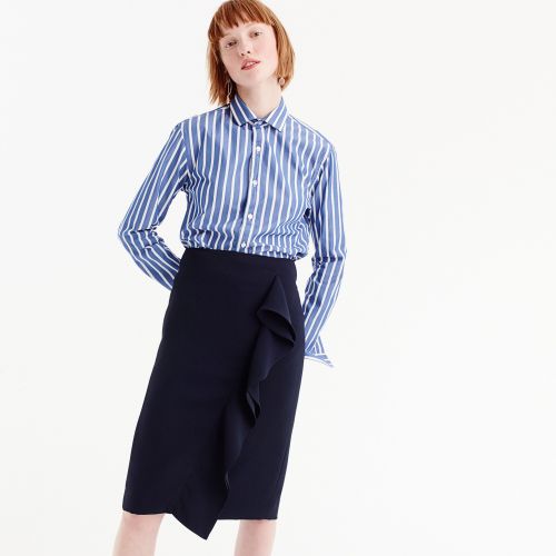 제이크루 Jcrew Ruffle pencil skirt in 365 crepe