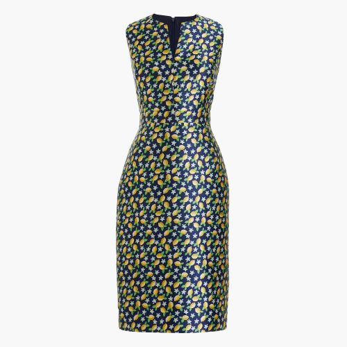 제이크루 Jcrew V-neck sheath dress in lemon jacquard