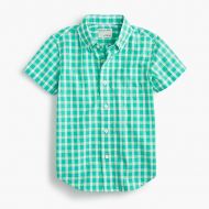 Jcrew Boys short-sleeve Secret Wash shirt in green gingham