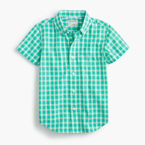 제이크루 Jcrew Boys short-sleeve Secret Wash shirt in green gingham
