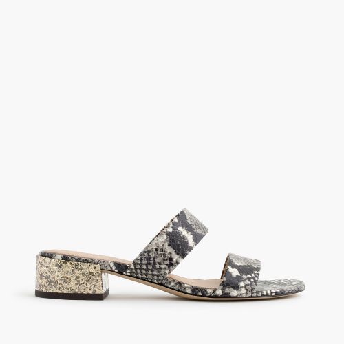 제이크루 Jcrew Double-strap leather slides in faux-snakeskin