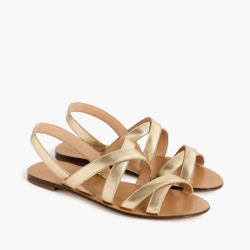 제이크루 Jcrew Cross-strap sandals in metallic gold leather