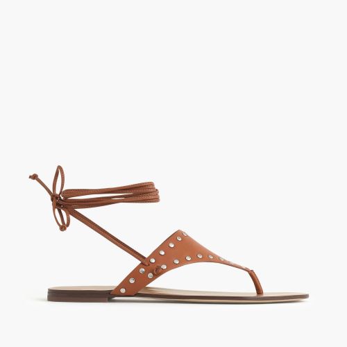 제이크루 Jcrew Ankle-tie thong sandals in studded leather