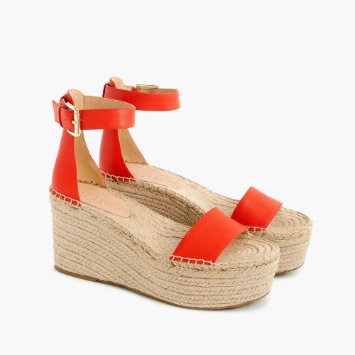 제이크루 Jcrew Platform espadrille sandals in leather