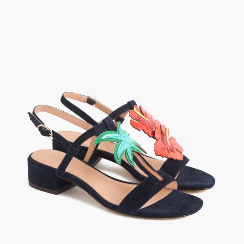 제이크루 Jcrew Tropical low-heel sandals in suede