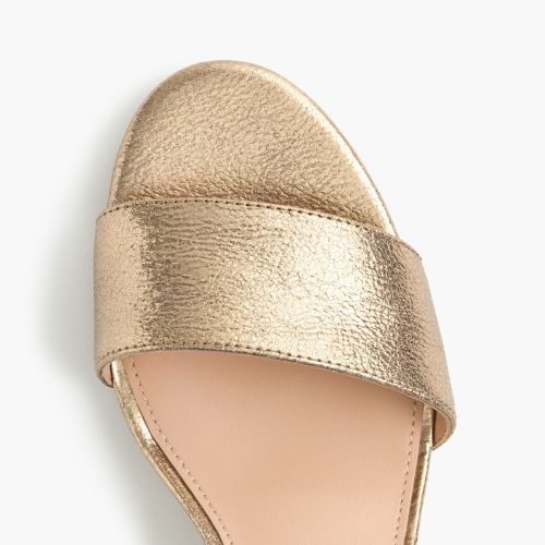 제이크루 Jcrew Strappy block-heel sandals (60mm) in metallic gold leather