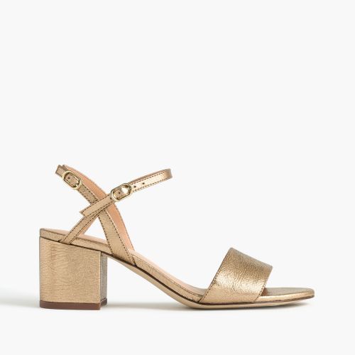 제이크루 Jcrew Strappy block-heel sandals (60mm) in metallic gold leather