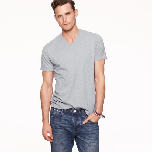 제이크루 Jcrew J.Crew Mercantile Broken-in V-neck T-shirt in heather grey