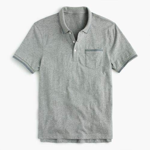 제이크루 Jcrew Slub cotton jersey polo in double-tipped grey