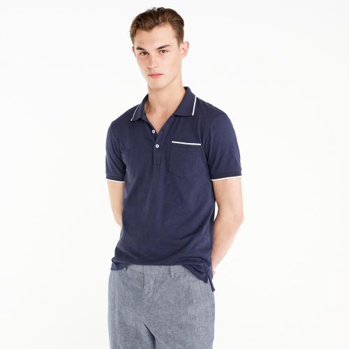 제이크루 Jcrew Slub jersey polo in tipped indigo