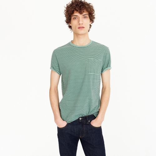 제이크루 Jcrew Garment-dyed T-shirt in green stripe