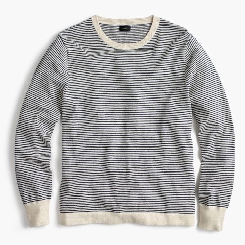 제이크루 Jcrew Cotton crewneck sweater in grey stripe