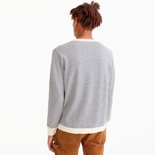 제이크루 Jcrew Cotton crewneck sweater in grey stripe