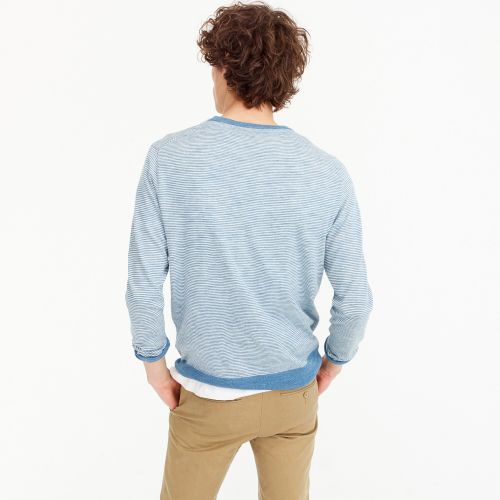 제이크루 Jcrew Cotton-linen crewneck sweater in heather microstripe