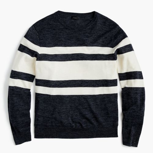 제이크루 Jcrew Cotton-linen crewneck sweater in heather multistripe