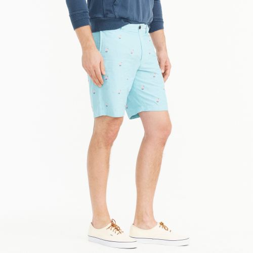 제이크루 Jcrew 9 cotton short with embroidered flamingos