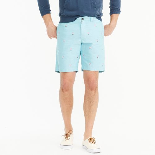 제이크루 Jcrew 9 cotton short with embroidered flamingos