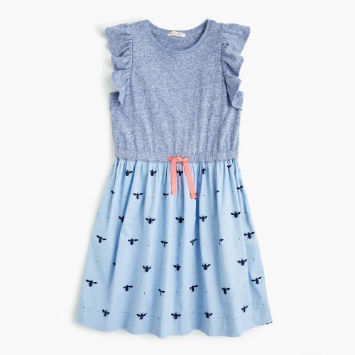 제이크루 Jcrew Girls flutter-sleeve mixed-media dress