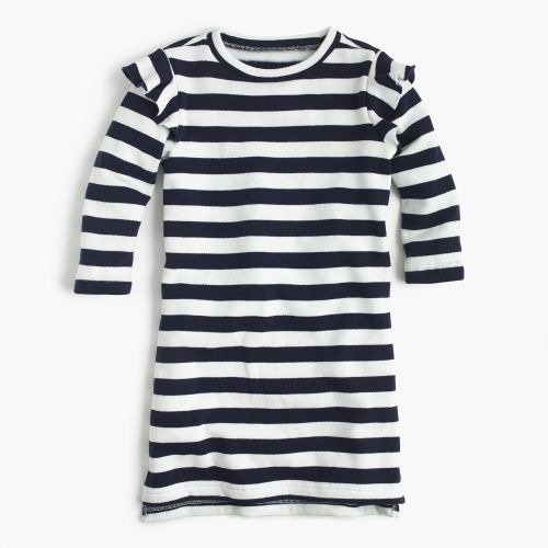 제이크루 Jcrew Girls striped ruffle-trimmed long-sleeve dress