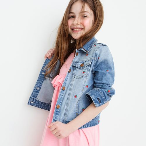 제이크루 Jcrew Girls Madewell X crewcuts strawberry embroidered jean jacket