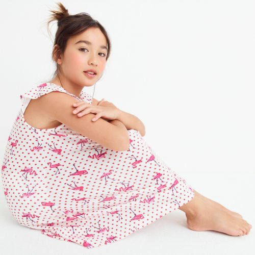 제이크루 Jcrew Girls flutter-sleeve nightgown in flamingo dot