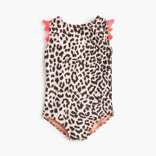 제이크루 Jcrew Girls flutter-sleeve one-piece swimsuit in leopard