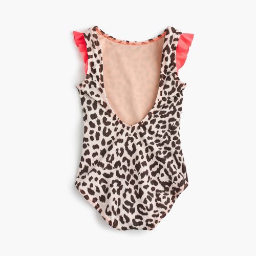 제이크루 Jcrew Girls flutter-sleeve one-piece swimsuit in leopard