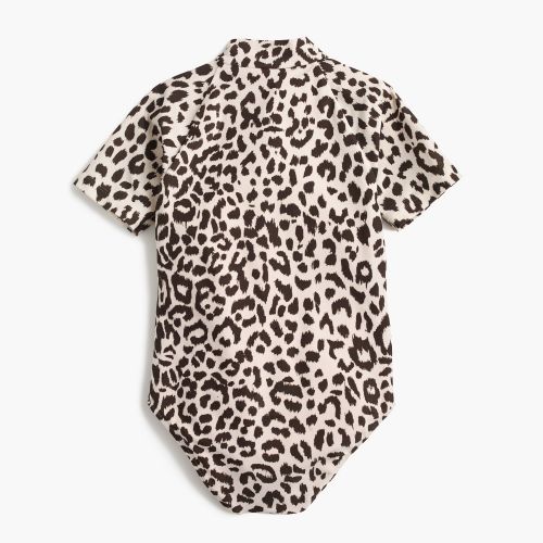제이크루 Jcrew Girls short-sleeve one-piece swimsuit in leopard