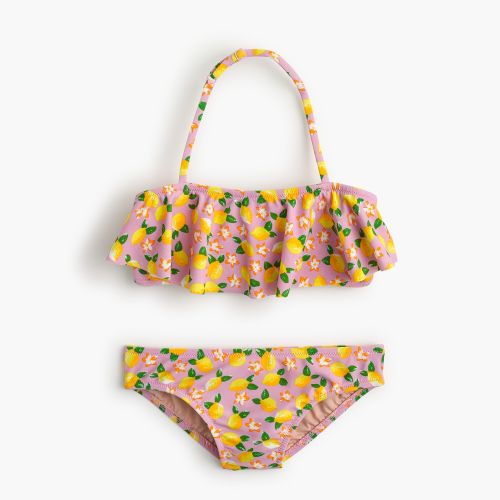 제이크루 Jcrew Girls ruffled bikini set in lemon print