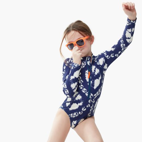 제이크루 Jcrew Girls long-sleeve one-piece swimsuit in tie-dye