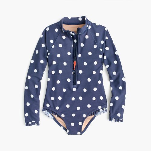 제이크루 Jcrew Girls long-sleeve one-piece swimsuit in polka dots