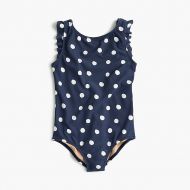 Jcrew Girls flutter-sleeve one-piece swimsuit in polka dots